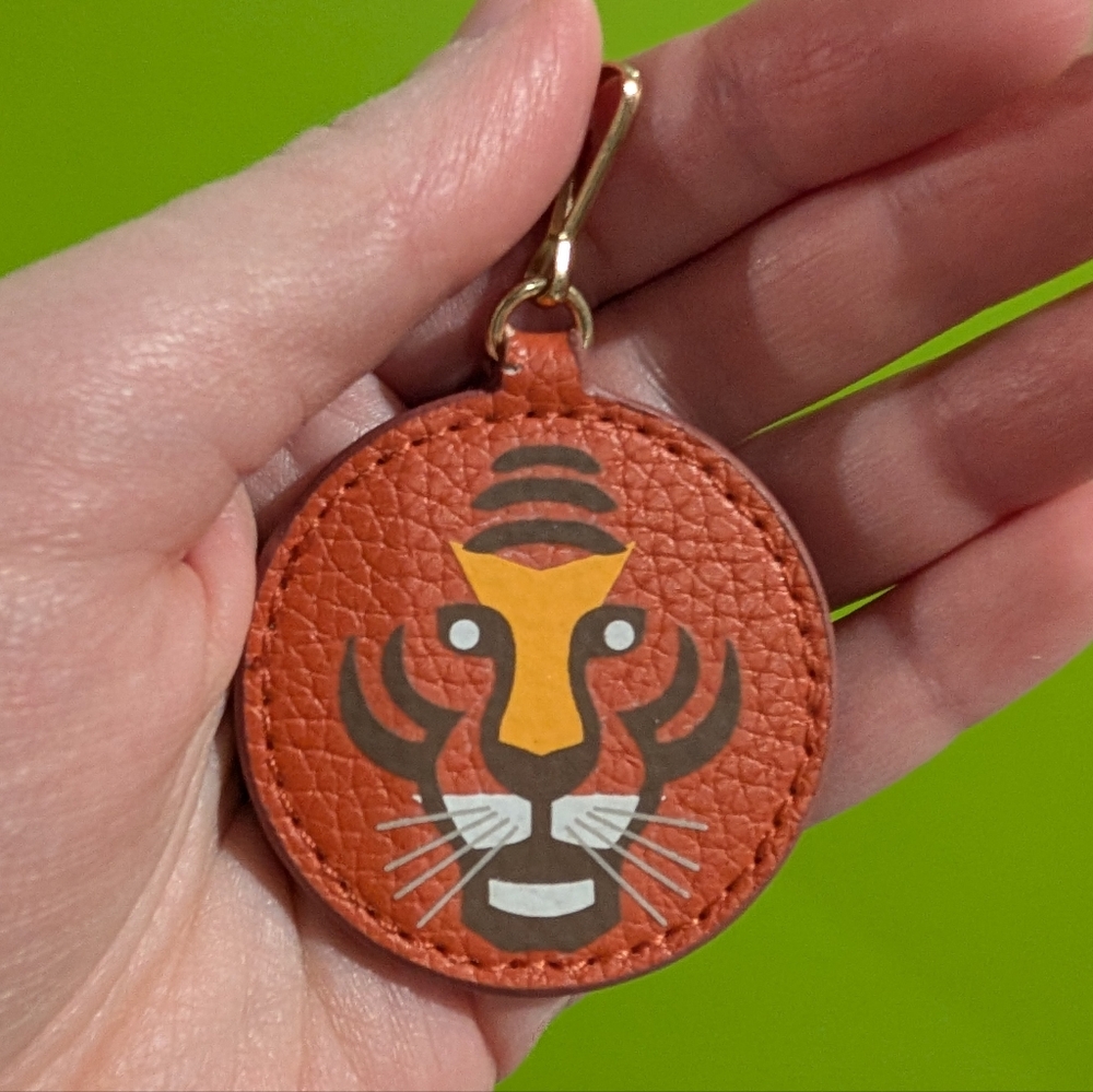Estee Lauder Orange Tiger Key Holder Keychain Faux Leather